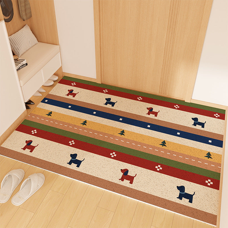 Playful Striped Dog Print Welcome Mat | High & Bury