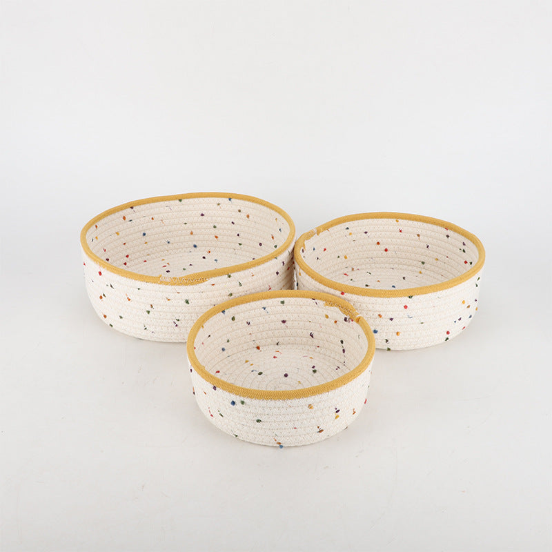 Storage Basket made of Natural Cotton Fabric with Colorful Dots | High & Bury