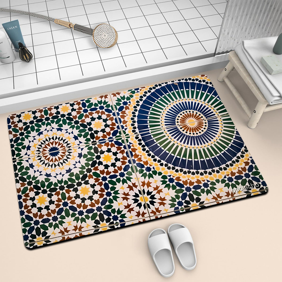 Colorful Geometric Pattern Bath Mat | High & Bury
