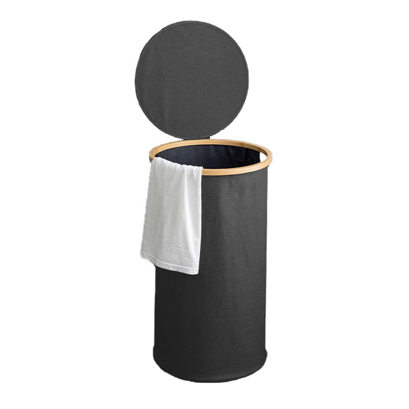 Practical Laundry Basket Soft Textile Wood | High & Bury