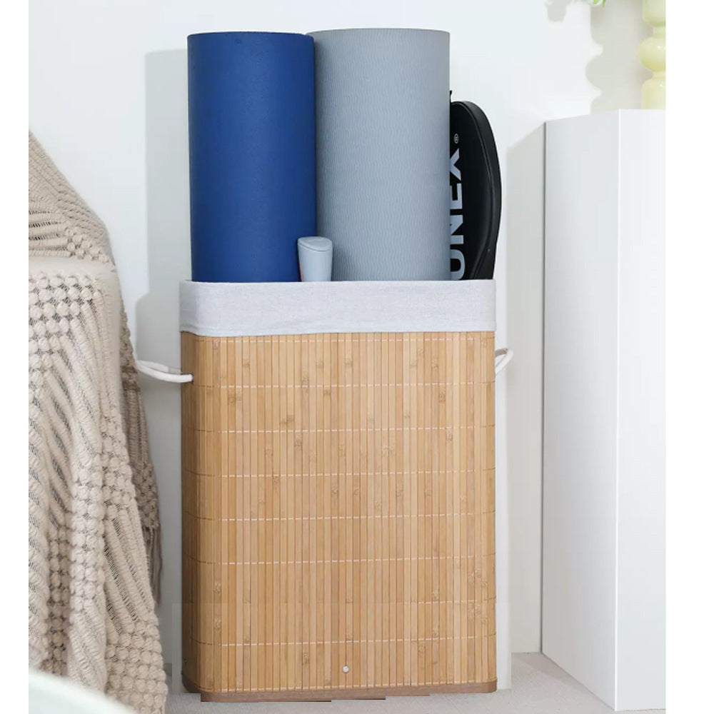 Natural Bamboo Laundry Basket with Lid | High & Bury