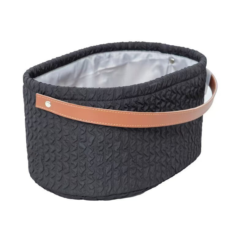 Elegant Storage Basket with Faux Leather Handle | High & Bury