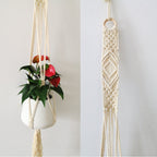 Macrame Plant Hanger with Decorative Tassels Blue | High & Bury