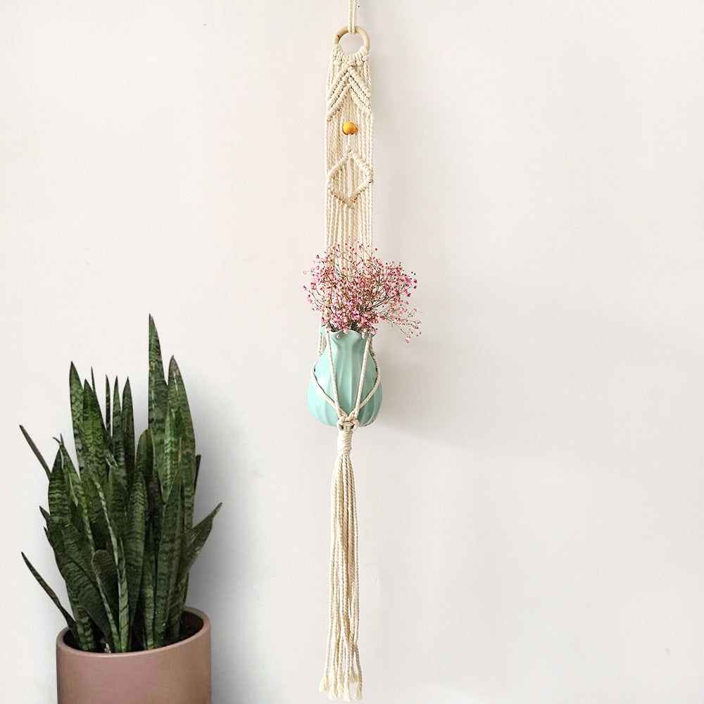 Macrame Plant Hanger with Decorative Tassels Blue | High & Bury