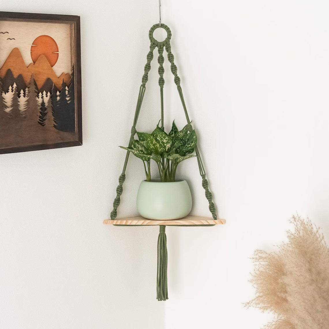 Hanging Plant Holder Green Triangle | High & Bury