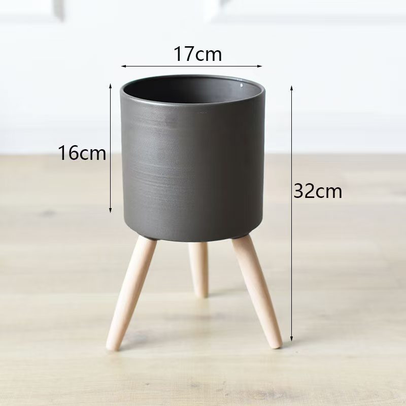 Plant Pot with Wooden Stand | High & Bury