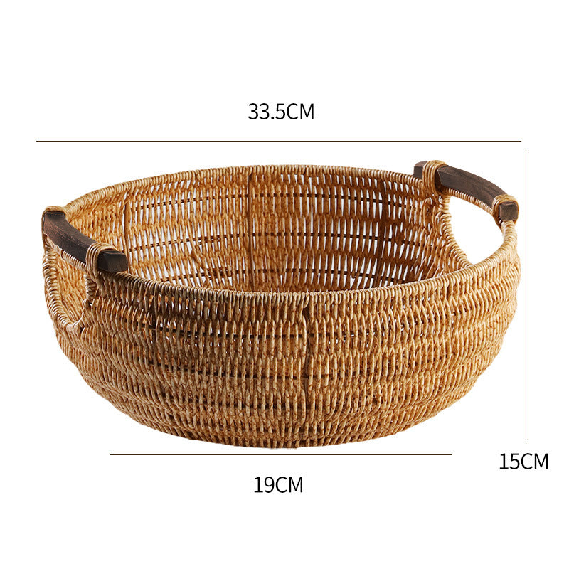Handcrafted Braided Storage Basket with Wooden Handles | High & Bury