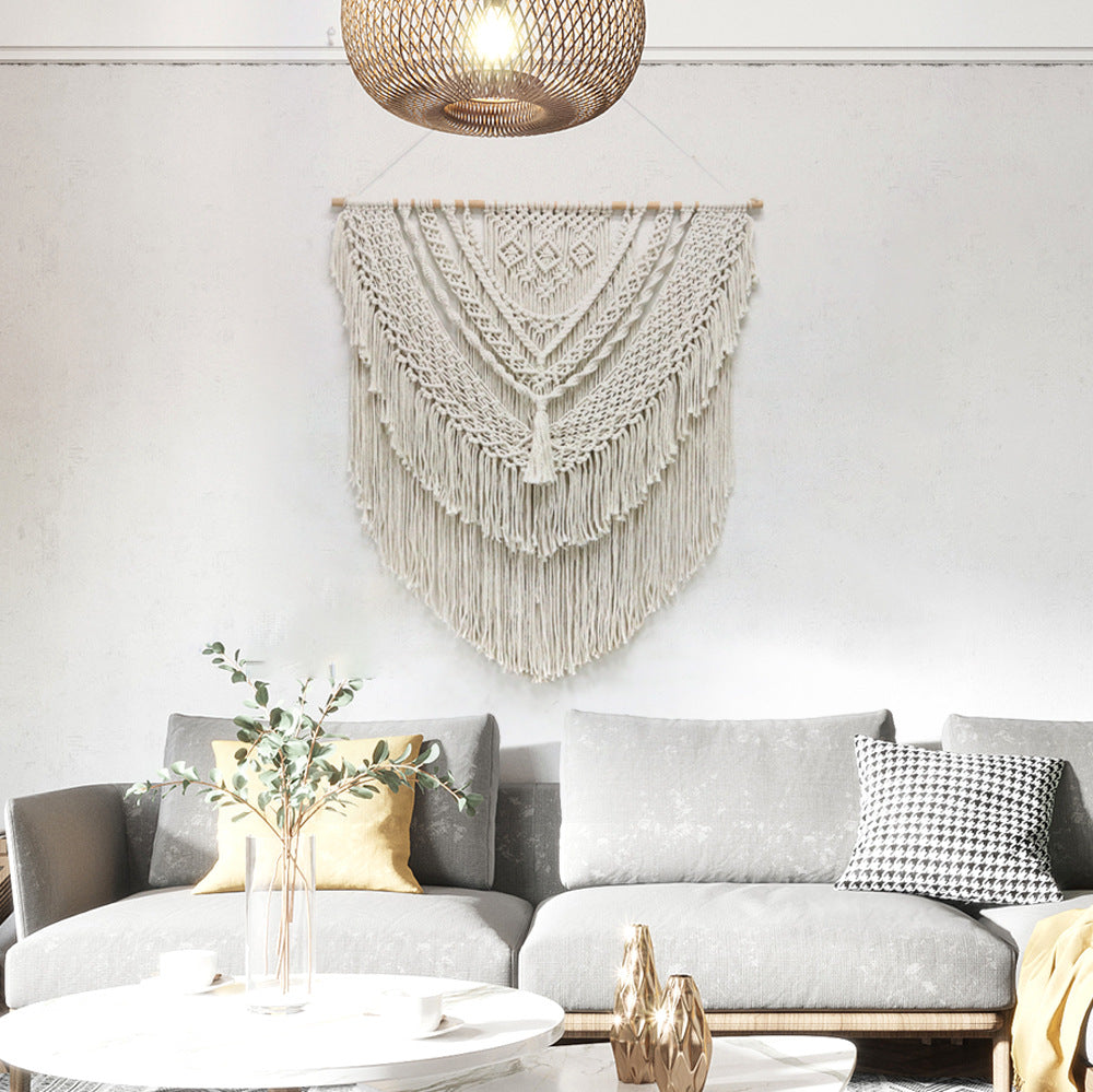 Decorative Macrame Wall Tapestry Red Orange | High & Bury