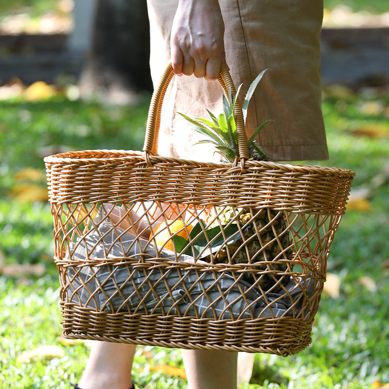 Handwoven Storage Basket with Sturdy Handles Brown | High & Bury