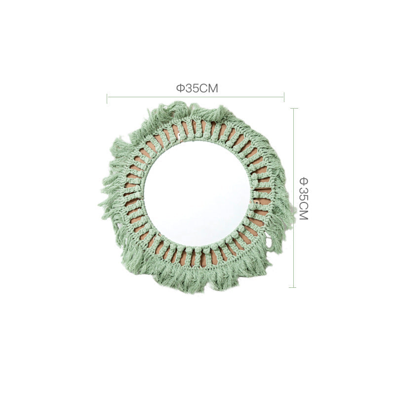 Decorative Macrame Wall Mirror Green | High & Bury
