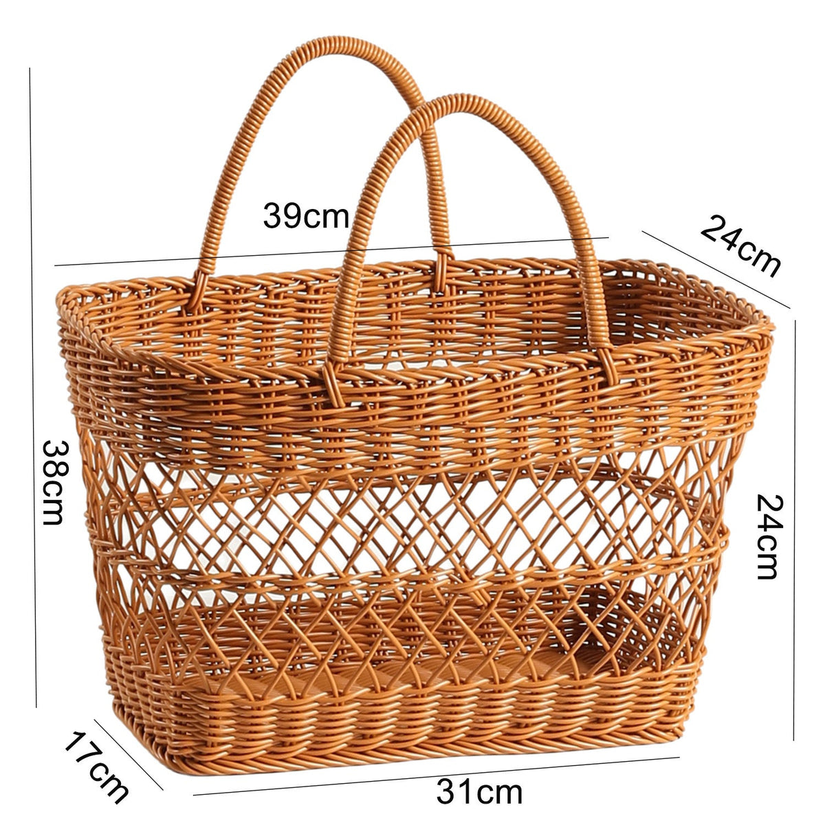 Handwoven Storage Basket with Sturdy Handles Brown | High & Bury
