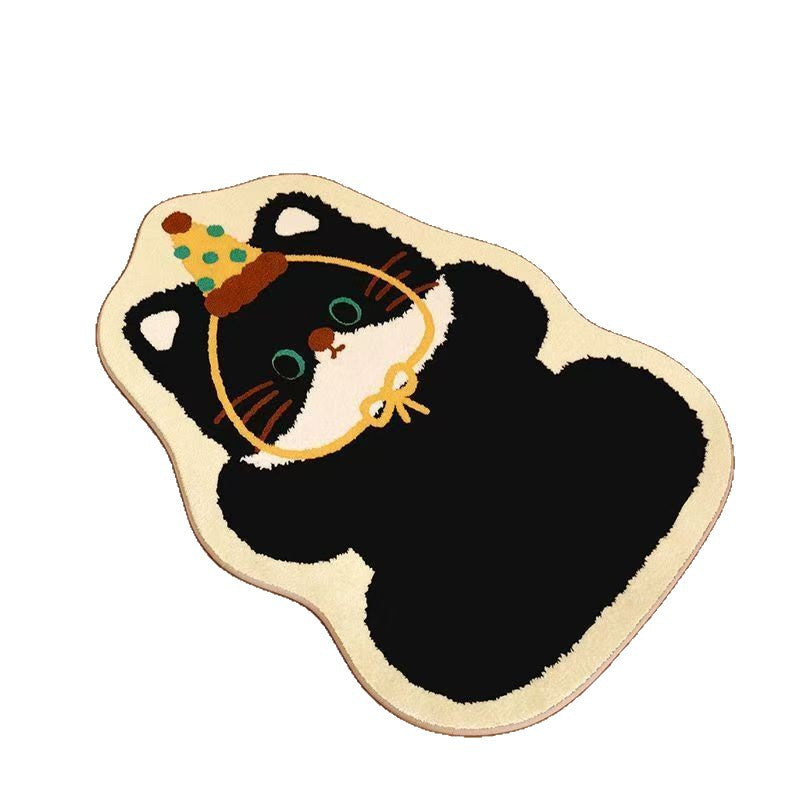 Cartoon Cat-Themed Bath Mat Soft Textile Non Slip | High & Bury