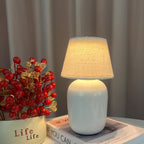 Ceramic Bedside Lamp with Linen Shade | High & Bury