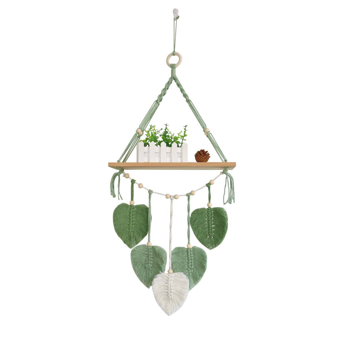 Macrame Plant Shelf with Artistic Leaf Design | High & Bury