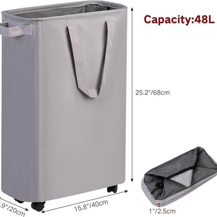 Foldable Laundry Basket with Wheels and Practical Lid | High & Bury