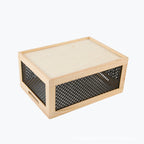 Wood Storage Box with Decorative Mesh Elements | High & Bury