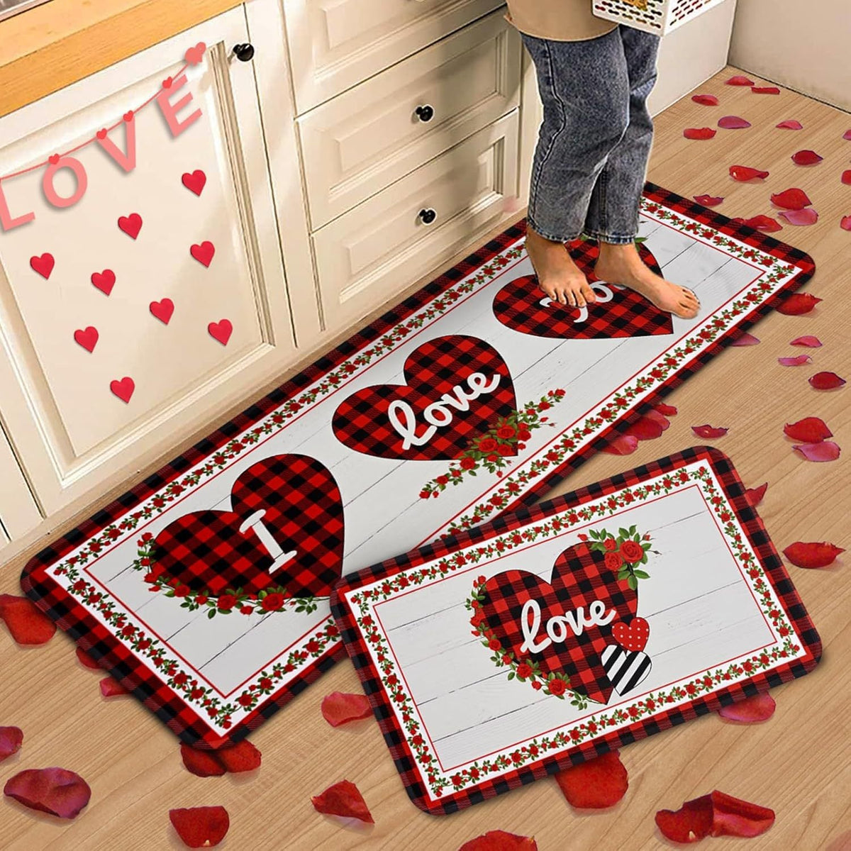 Heart-Themed Kitchen Runner Mat | High & Bury
