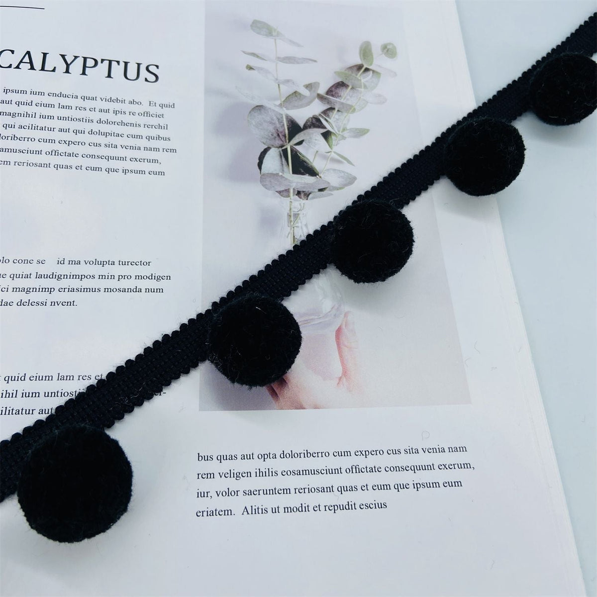 Decorative Pompon Trim Black-White | High & Bury