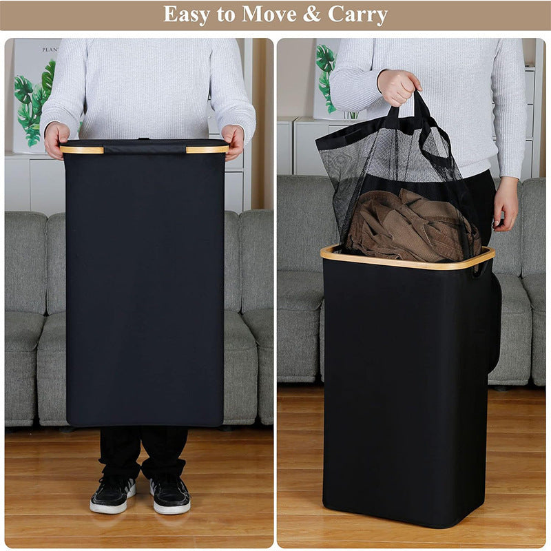 High-Quality Laundry Basket with Removable and Washable Inner Bag | High & Bury