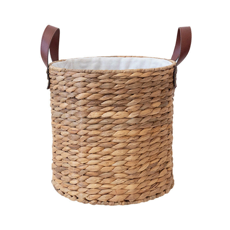 Braided Storage Basket with Leather Handles | High & Bury