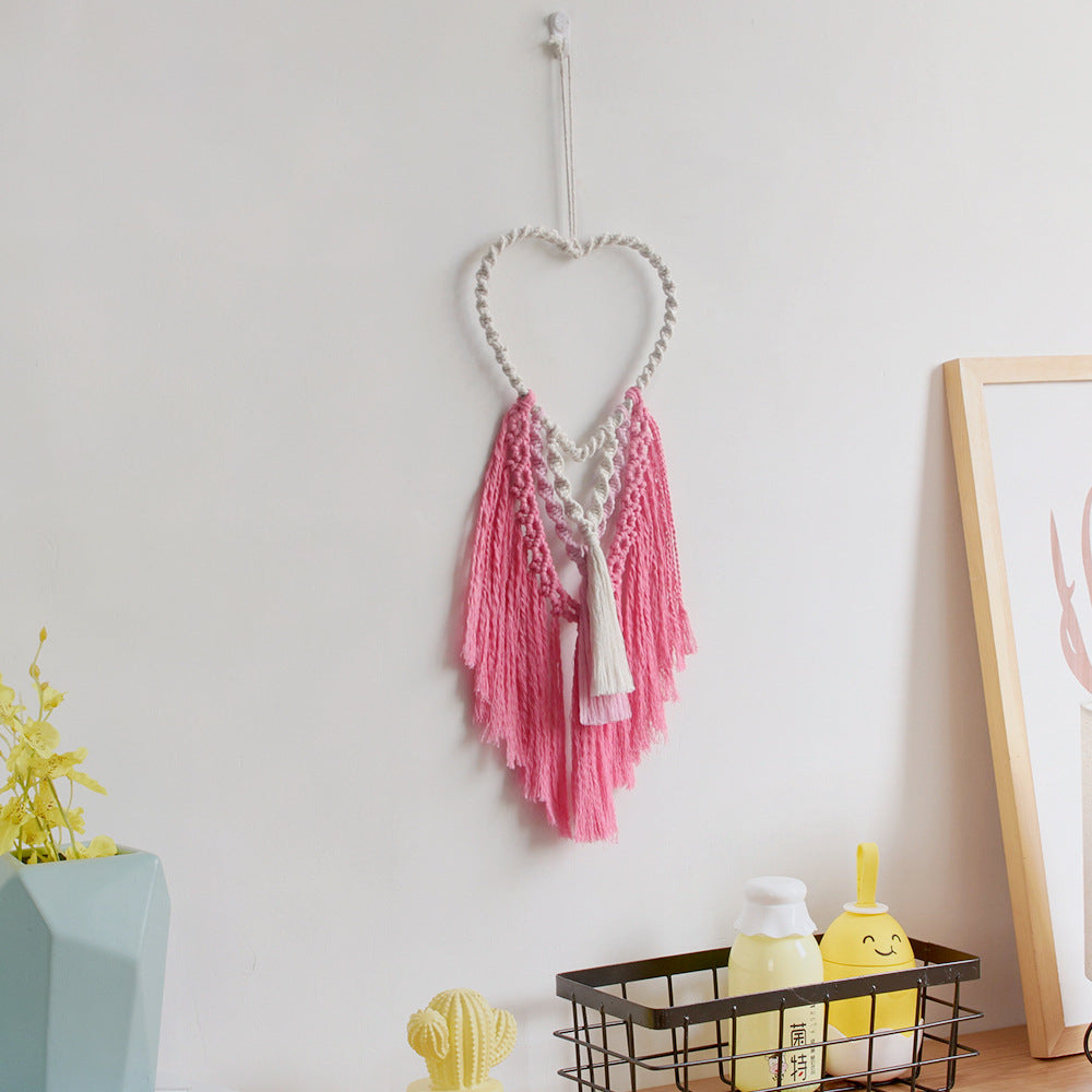 Decorative Macrame Wall Hanging with Heart Design | High & Bury