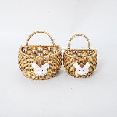 Basket made of Woven Material with Cute Animal Motif | High & Bury
