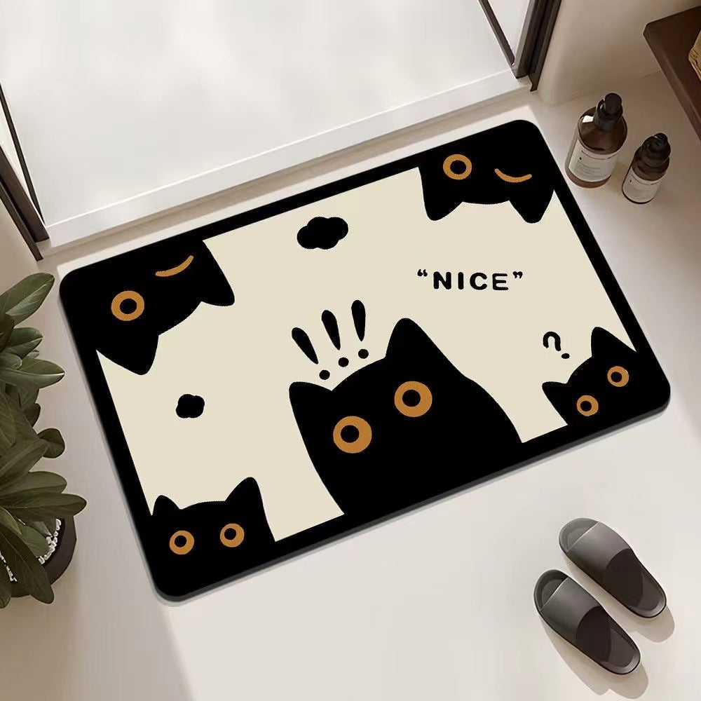 Playful Cat-Themed Entrance Mat Non Slip | High & Bury