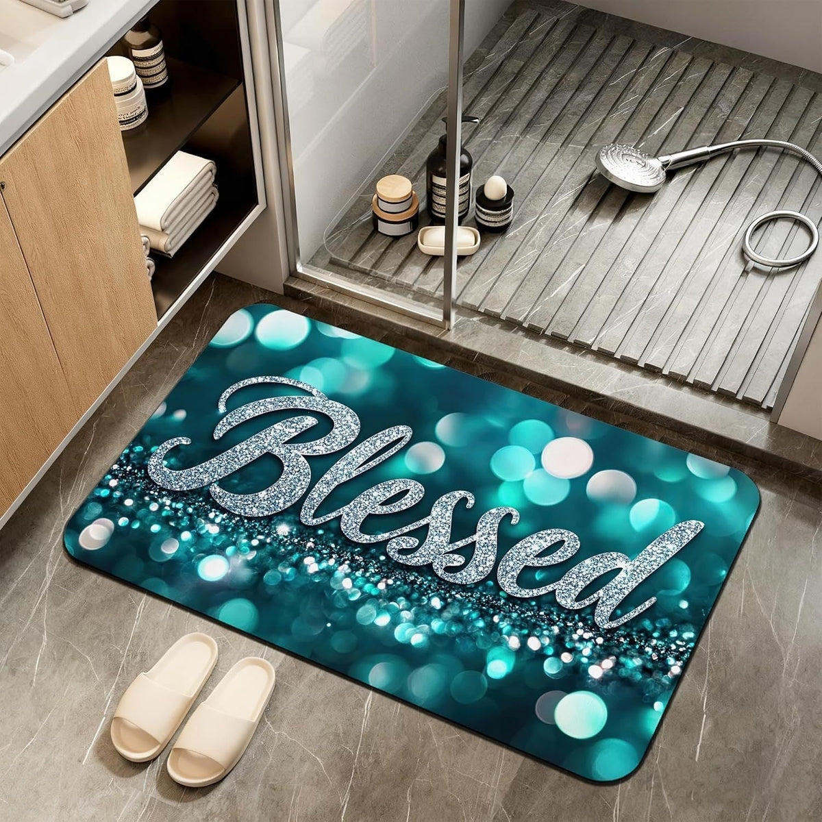 Abstract Marble Design Bath Mat | High & Bury