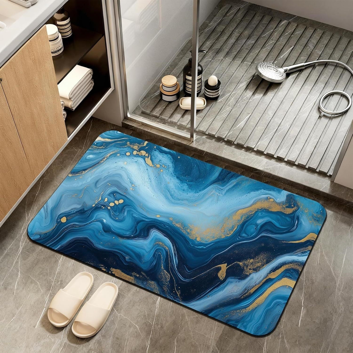Abstract Marble Design Bath Mat | High & Bury