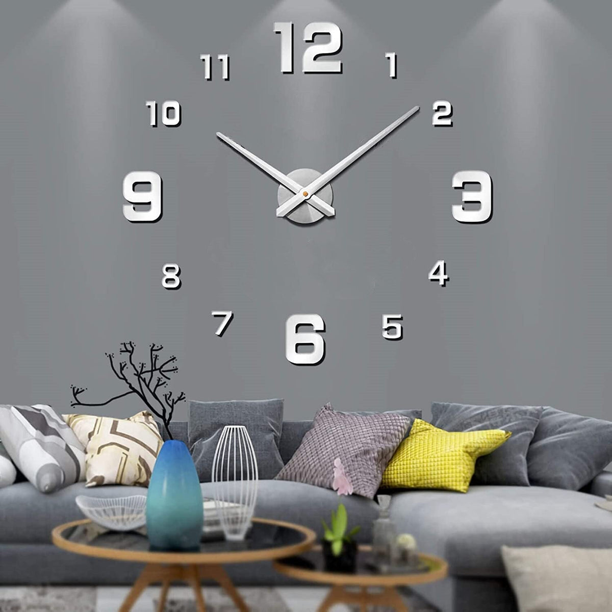 Acrylic Wall Clock, 40 cm Diameter, Black, Quartz Movement, view 2