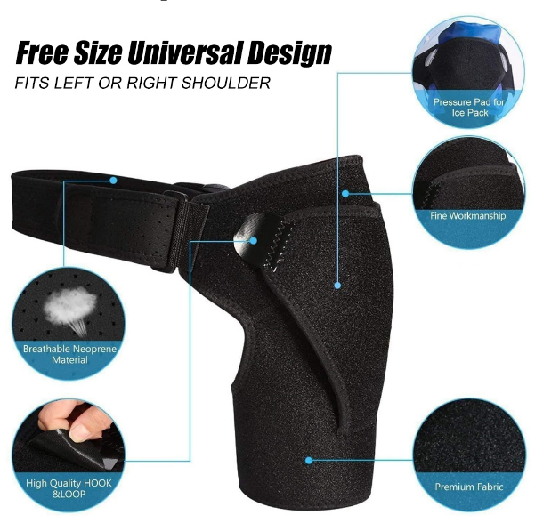 Adjustable Neoprene Shoulder Support Sleeve with Compression Pad, view 3
