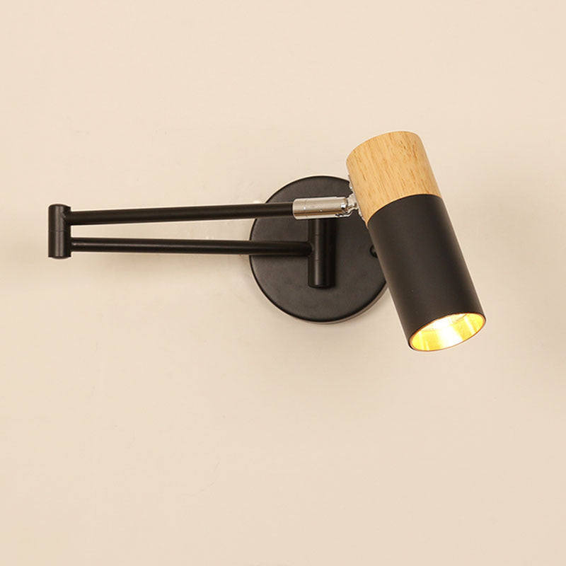 Adjustable Swivel Arm Wall Spotlight with Wood Accent | High & Bury