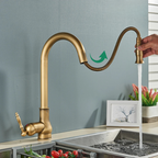 Antique Brass Kitchen Mixer Tap, Retro Style with 360° Swivel Spout, view 2