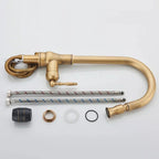 Antique Brass Kitchen Mixer Tap, Retro Style with 360° Swivel Spout, view 5