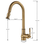 Antique Brass Kitchen Mixer Tap, Retro Style with 360° Swivel Spout, view 6