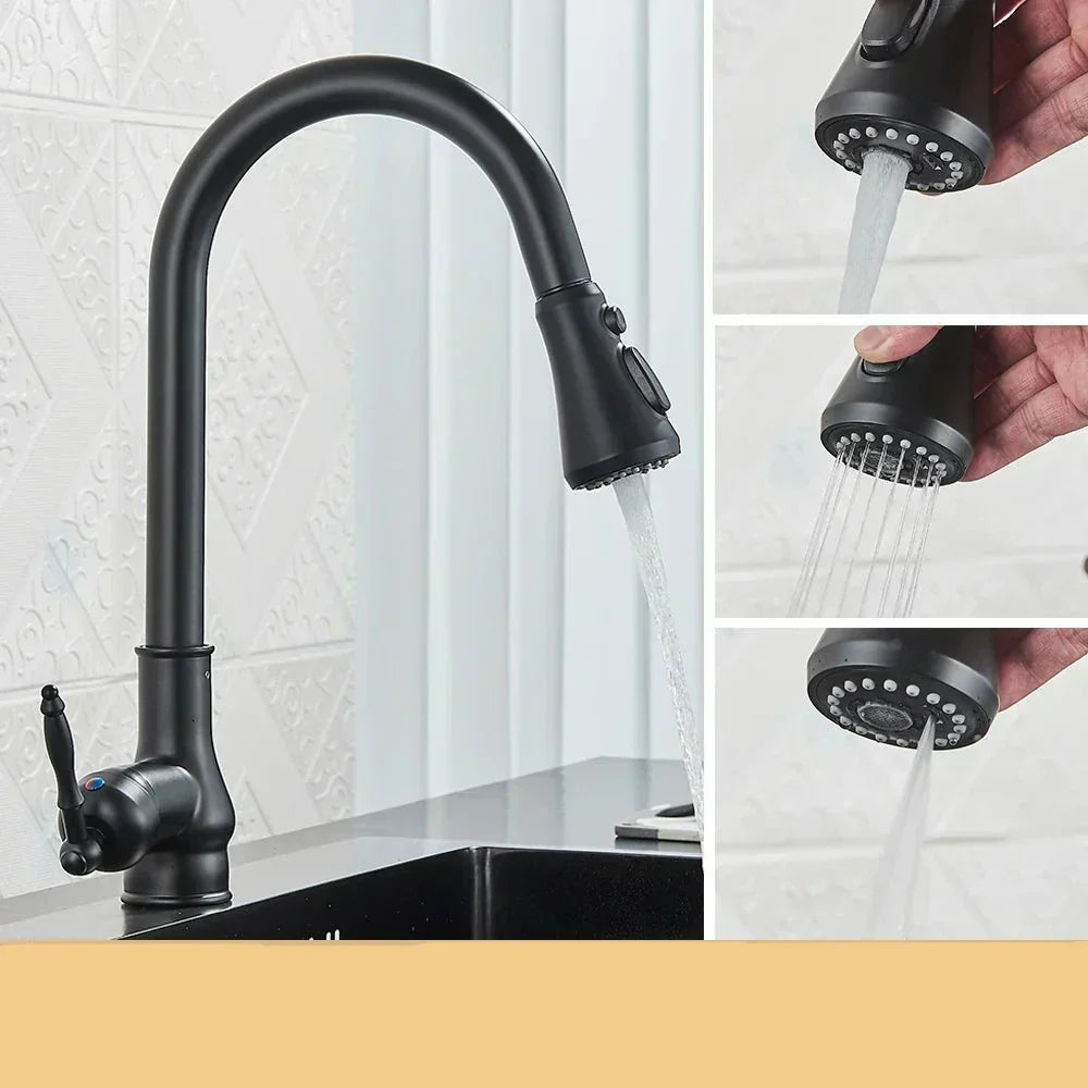 Antique Brass Kitchen Mixer Tap, Retro Style with 360° Swivel Spout, view 7