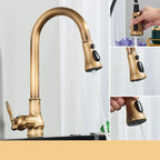 Antique Brass Kitchen Mixer Tap, Retro Style with 360° Swivel Spout, view 8