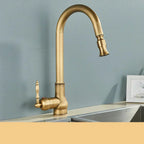 Antique Brass Kitchen Mixer Tap, Retro Style with 360° Swivel Spout, view 9