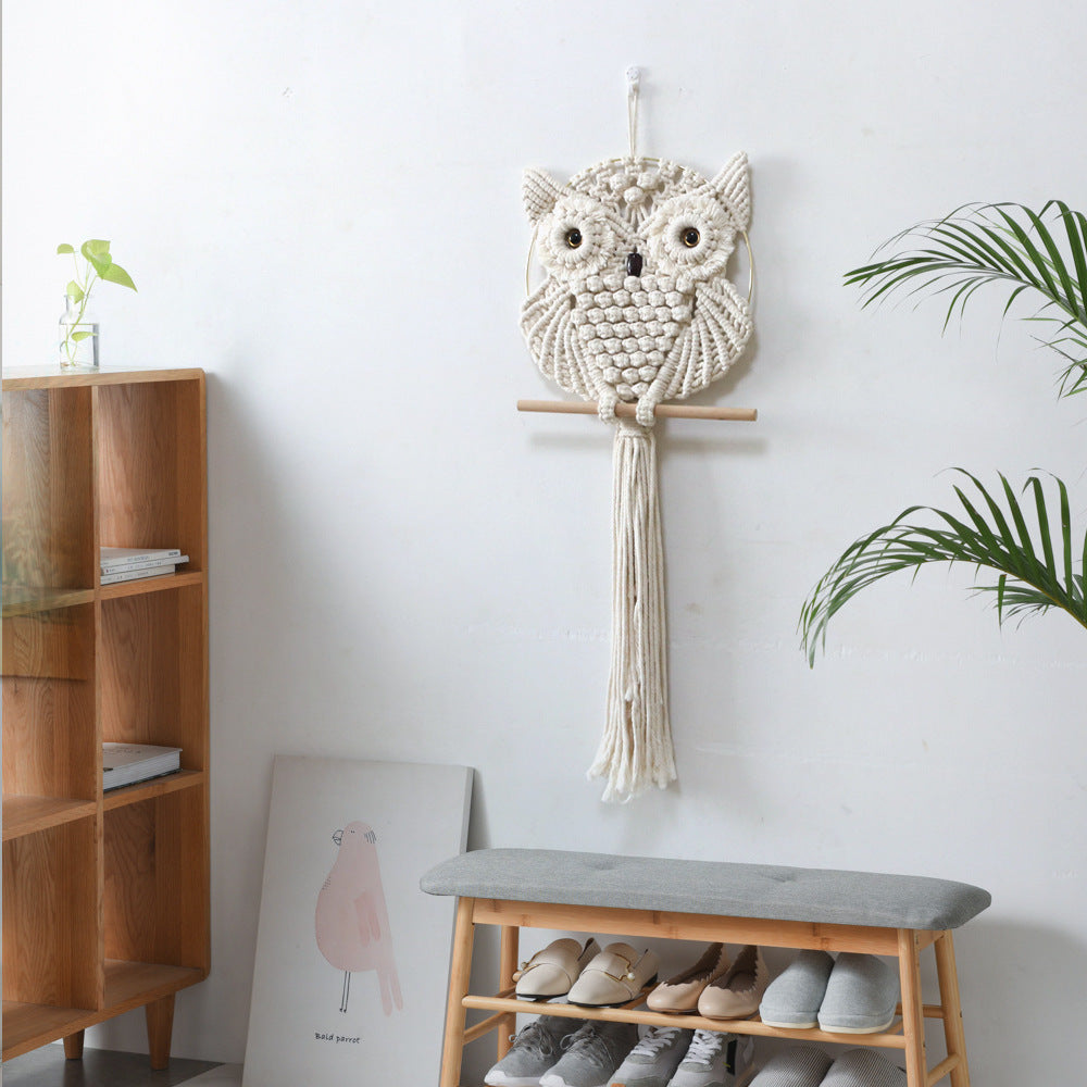 Artful Macrame Wall Hanging in Owl Shape | High & Bury