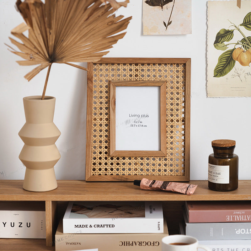 Artful Picture Frame with Fine Rattan Pattern | High & Bury