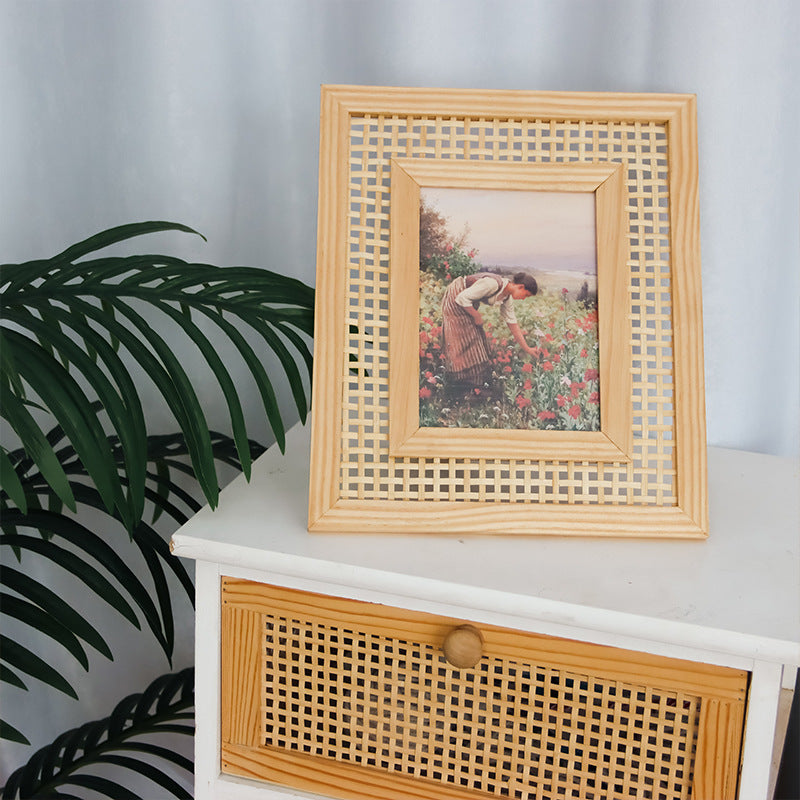 Artful Picture Frame with Fine Rattan Pattern | High & Bury