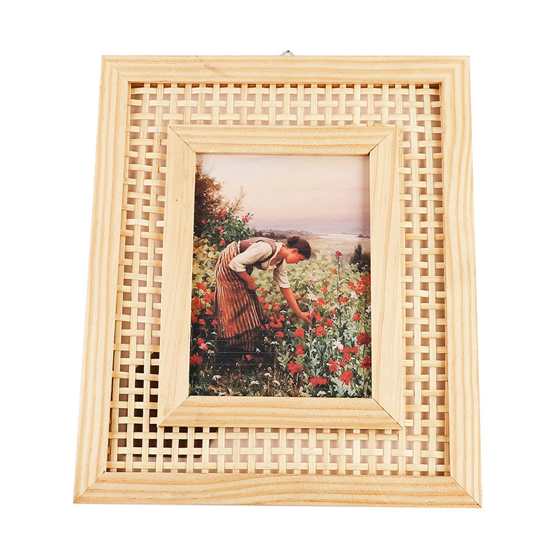 Artful Picture Frame with Fine Rattan Pattern | High & Bury