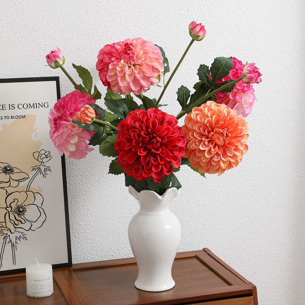 Artificial Dahlia Flower Branch with Realistic Texture | High & Bury