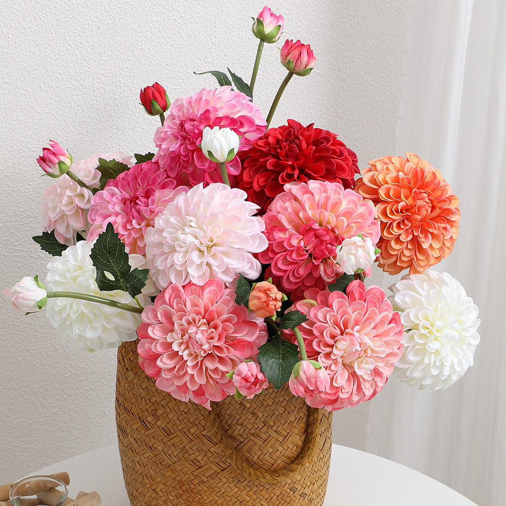 Artificial Dahlia Flower Branch with Realistic Texture | High & Bury