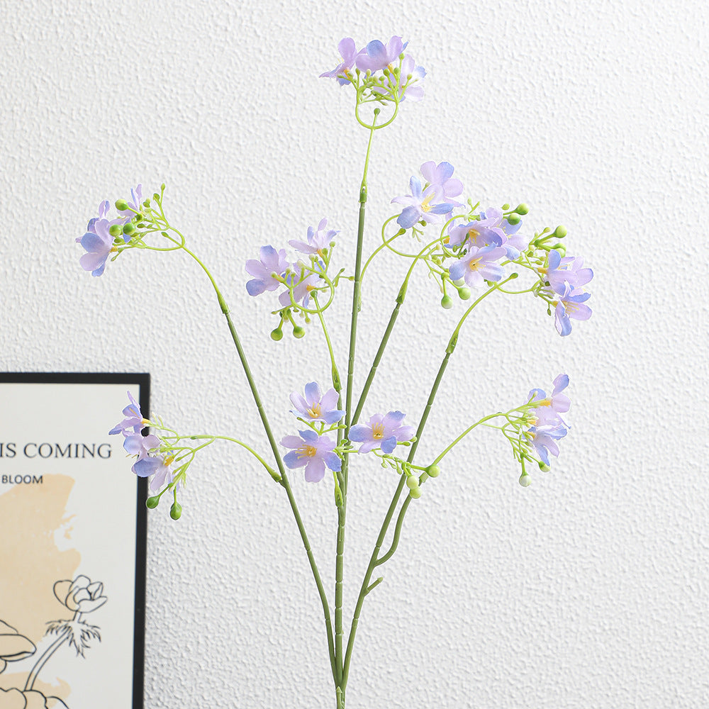 Artificial Flower Branch with Delicate Blue Flowers and Green Berries | High & Bury