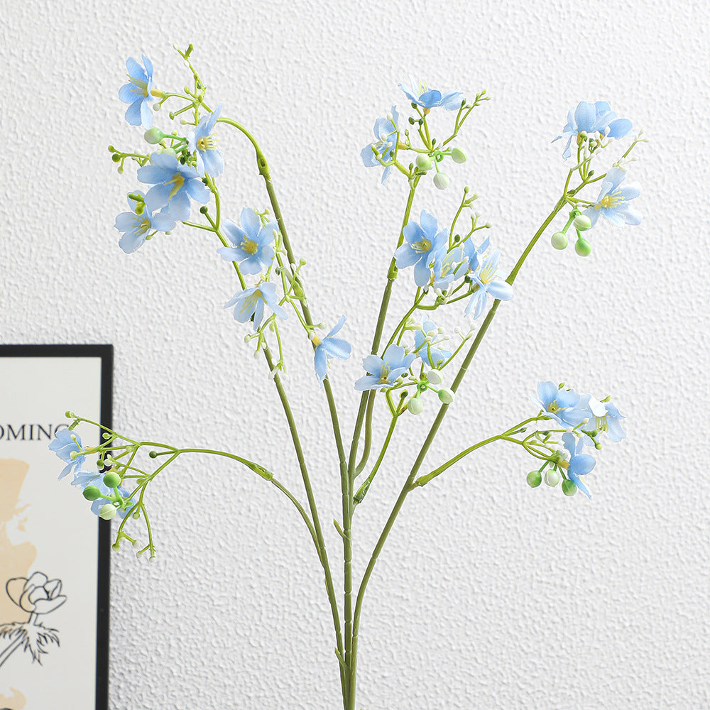 Artificial Flower Branch with Delicate Blue Flowers and Green Berries | High & Bury