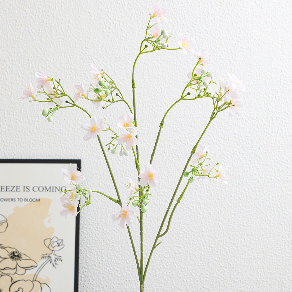 Artificial Flower Branch with Delicate Blue Flowers and Green Berries | High & Bury