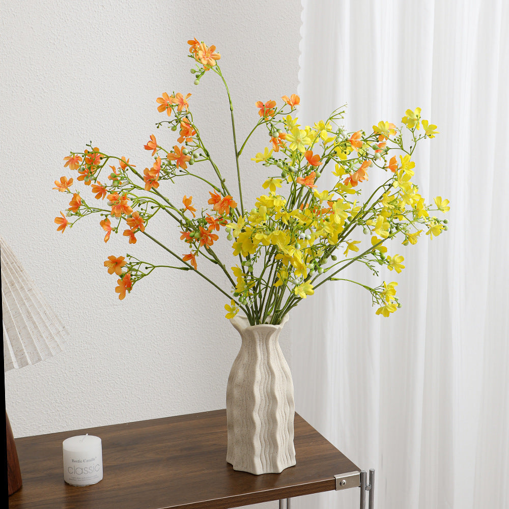 Artificial Flower Branch with Delicate Blue Flowers and Green Berries | High & Bury