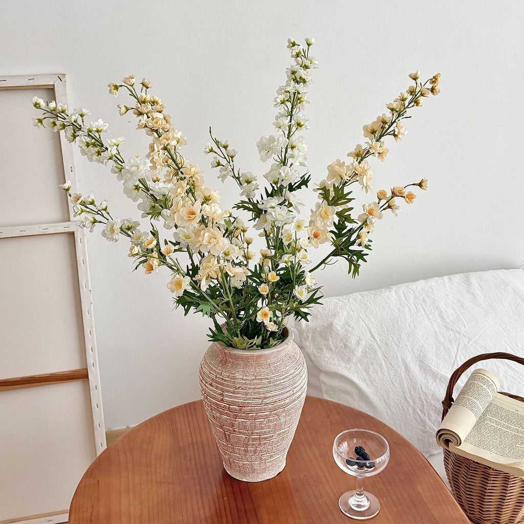 Artificial Flower Branch with Intricately Detailed Red Flowers | High & Bury