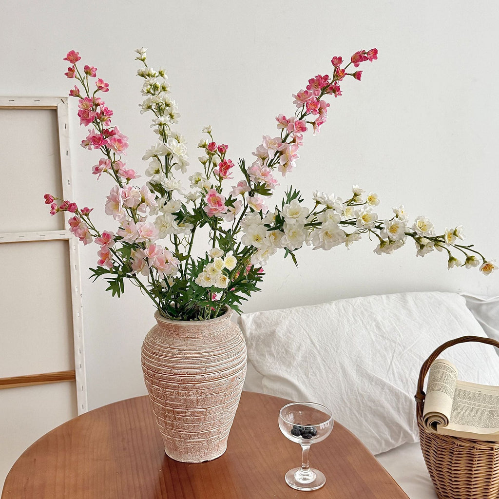 Artificial Flower Branch with Intricately Detailed Red Flowers | High & Bury